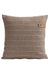 Marina Shepherd Wool Cushion in Cappuccino. A soft brown/grey cushion with crème thin stripes. Leather Shepherd branded tag attached to upper right side of cushion.