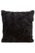 Front view of black Shepherd Sheepskin Cushion with Fabric Back.