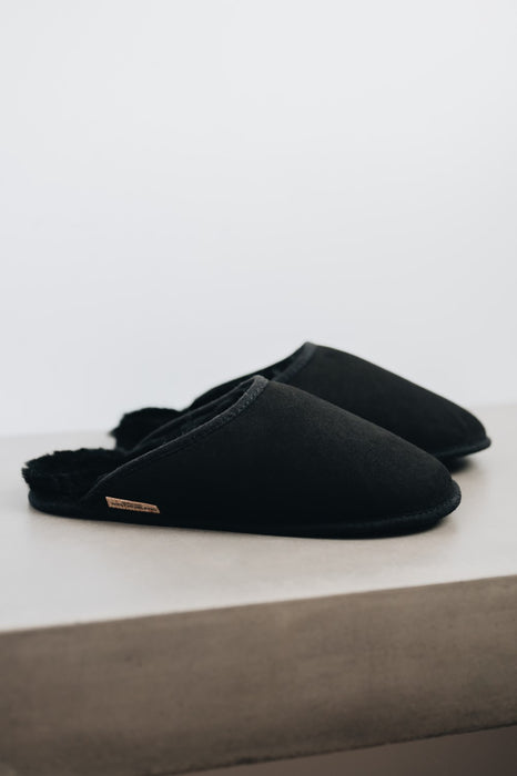 Gents back less Sheepskin Slippers in Black