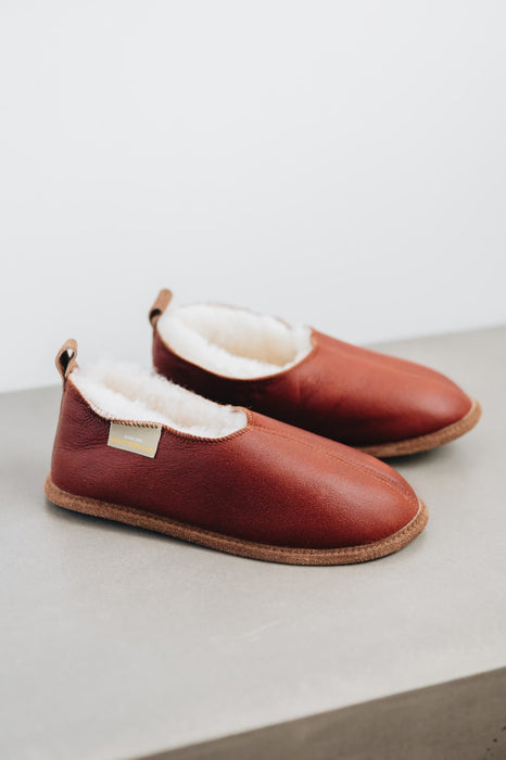 Brandy Sheepskin Slipper with Sole soft for women.