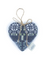 Woven Wool Lavender filled heart in blue grey with cream, green and light blue pattern details
