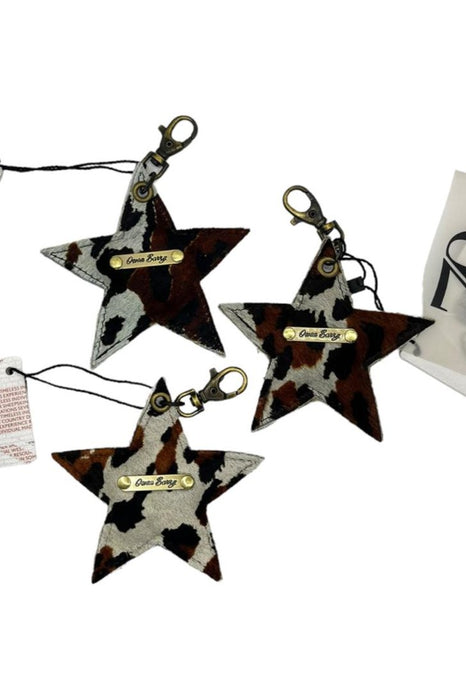 Hearts and Stars Cowhide Keyring (Last Chance)