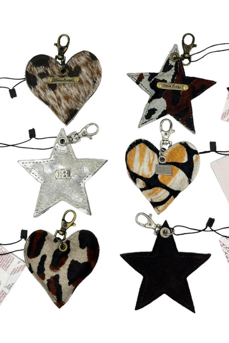 Hearts and Stars Cowhide Keyring (Last Chance)