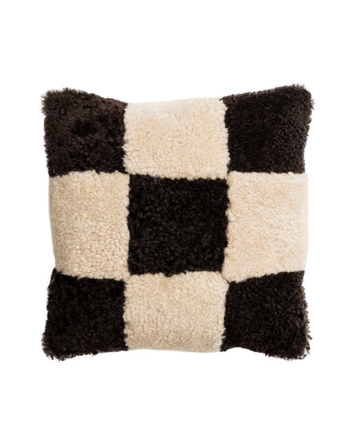 sheepskin cushion brown and cream 