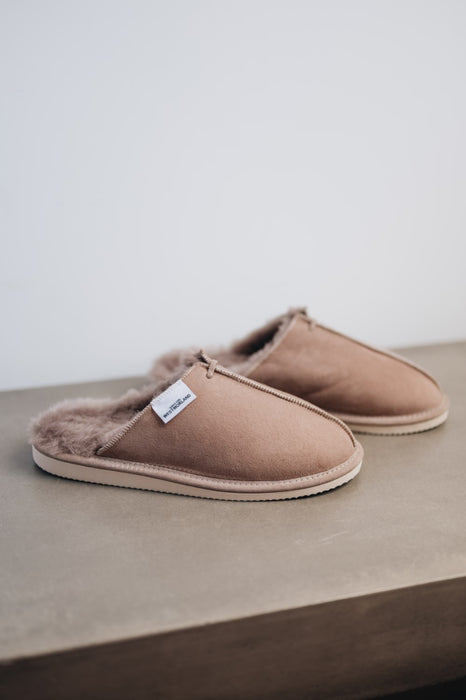 Warm sheepskin slipper mules for women