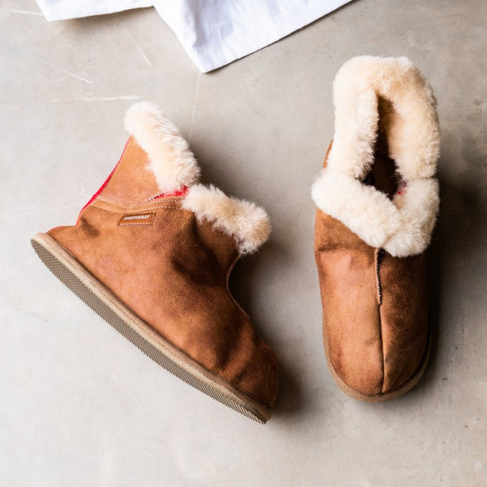 Tan men's Sheepskin Boot slippers from shepherd