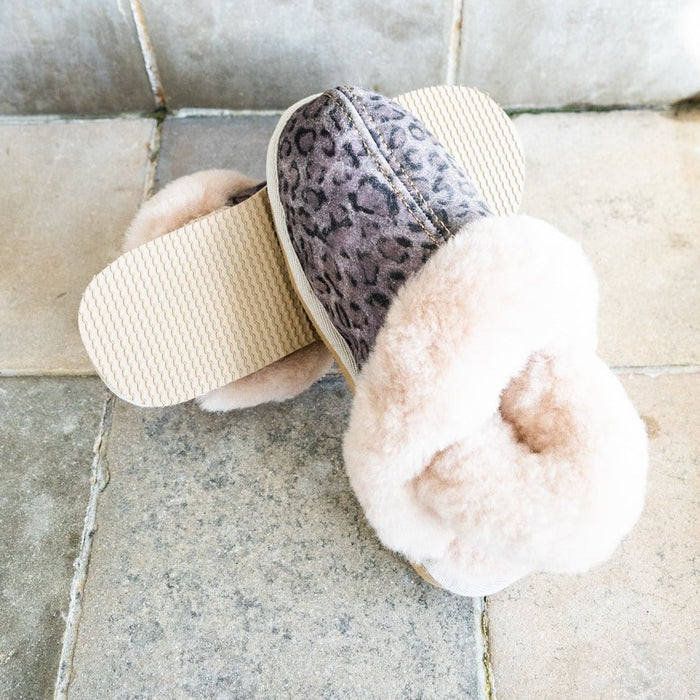 Popular Sheepskin Slipper for women by shepherd of Sweden Edith in leopard print